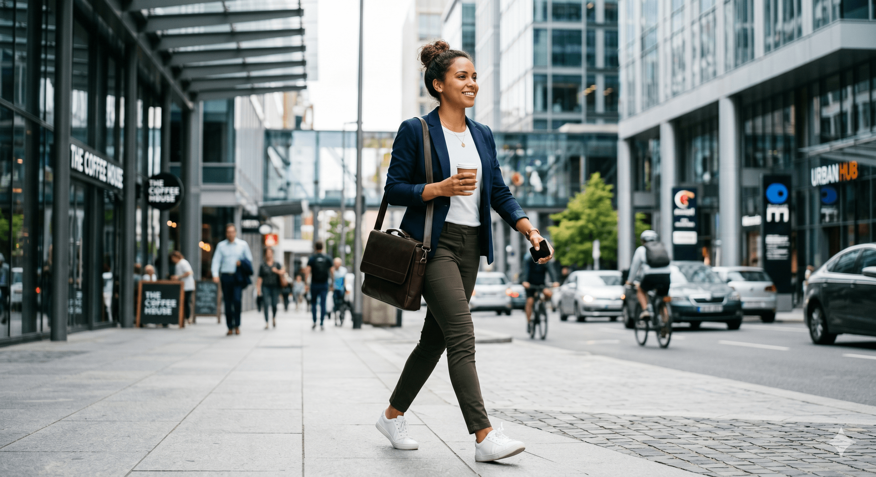 Confident young professional in a modern urban city setting